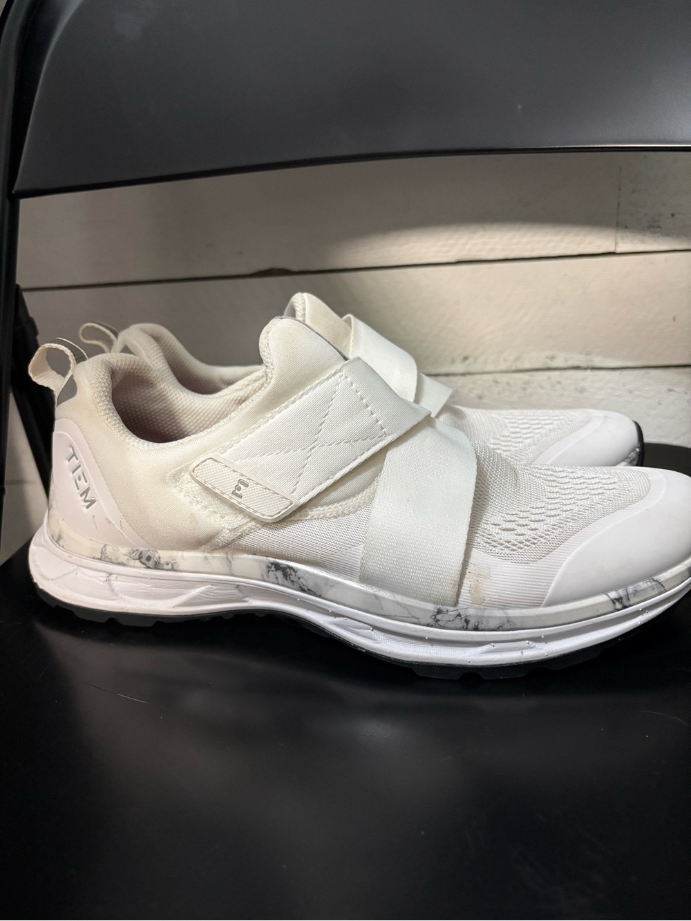 Tiem White Marble Spin Cycling Shoes